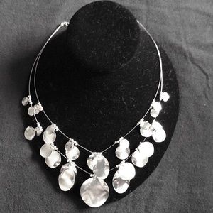 Silvertone Double Strand Multi Disc Necklace